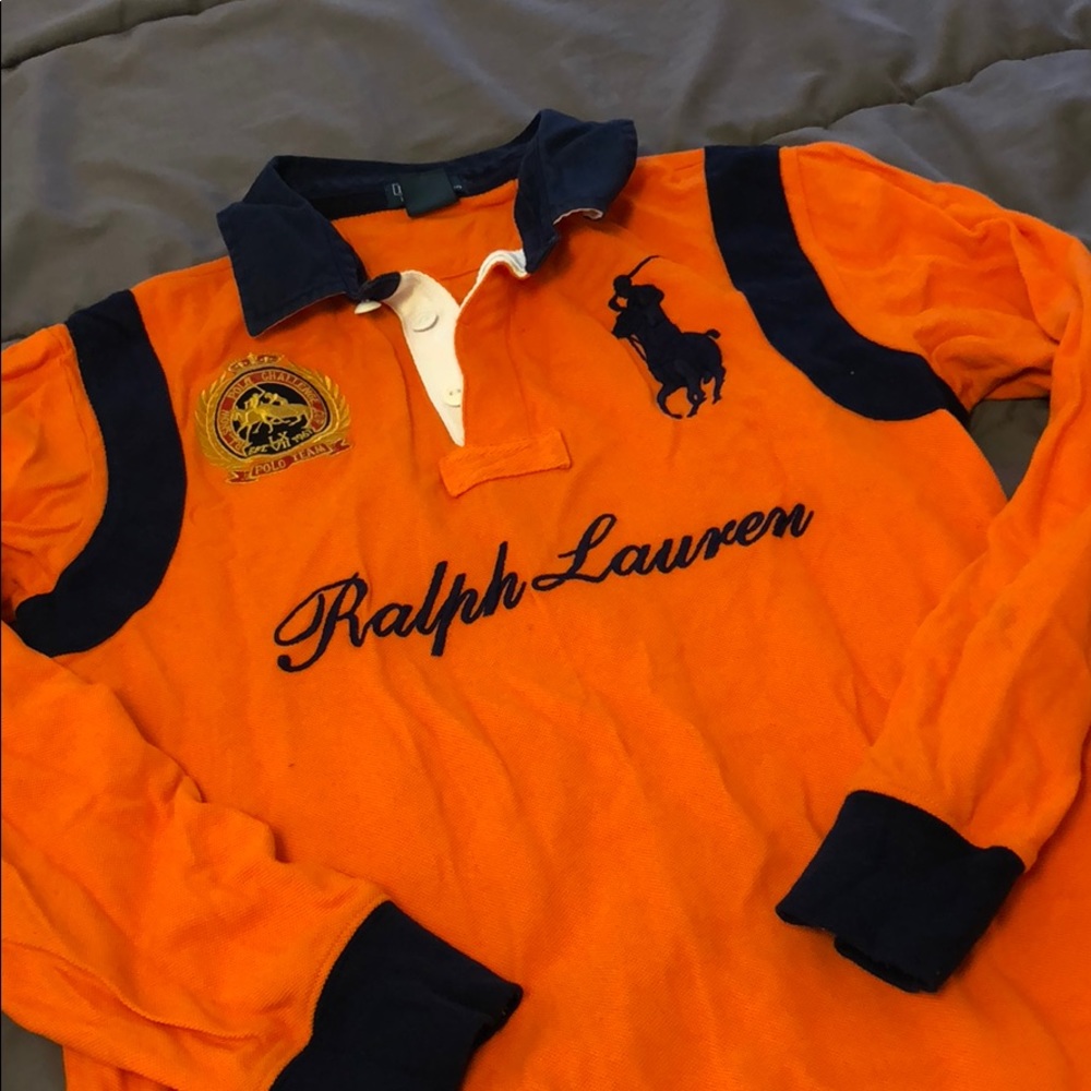 Boys long sleeve polo shirt size L